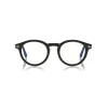 Tom Ford Eyewear Sunglasses & Eyewear-Tom Ford - Blue Block Optical Glasses - Round Acetate Optical Glasses - Black - FT5529-B - Optical Glasses - - Avvenice