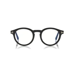 Tom Ford Eyewear Sunglasses & Eyewear-Tom Ford - Blue Block Optical Glasses - Round Acetate Optical Glasses - Black - FT5529-B - Optical Glasses - - Avvenice