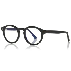 Tom Ford Eyewear Sunglasses & Eyewear-Tom Ford - Blue Block Optical Glasses - Round Acetate Optical Glasses - Black - FT5529-B - Optical Glasses - - Avvenice