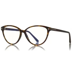 Tom Ford Eyewear Sunglasses & Eyewear-Tom Ford - Blue Block Optical Glasses - Cat-Eye Optical Glasses - Dark Havana - FT5545-B - Optical Glasses - - Avvenice
