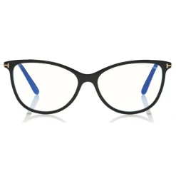 Tom Ford Eyewear Sunglasses & Eyewear-Tom Ford - Blue Block Optical Glasses - Round Acetate Optical Glasses - Black - FT5616-B - Optical Glasses - - Avvenice