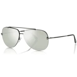 Tom Ford Eyewear Sunglasses & Eyewear-Tom Ford - Brad Sunglasses - Pilot Metal Sunglasses - Black - FT0584 - Sunglasses - - Avvenice