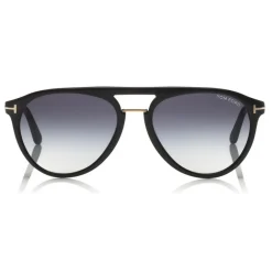 Tom Ford Eyewear Sunglasses & Eyewear-Tom Ford - Burton Sunglasses - Soft Squared Acetate Sunglasses - Black - FT0697 - Sunglasses - - Avvenice