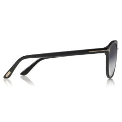 Tom Ford Eyewear Sunglasses & Eyewear-Tom Ford - Burton Sunglasses - Soft Squared Acetate Sunglasses - Black - FT0697 - Sunglasses - - Avvenice