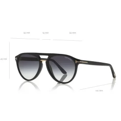 Tom Ford Eyewear Sunglasses & Eyewear-Tom Ford - Burton Sunglasses - Soft Squared Acetate Sunglasses - Black - FT0697 - Sunglasses - - Avvenice