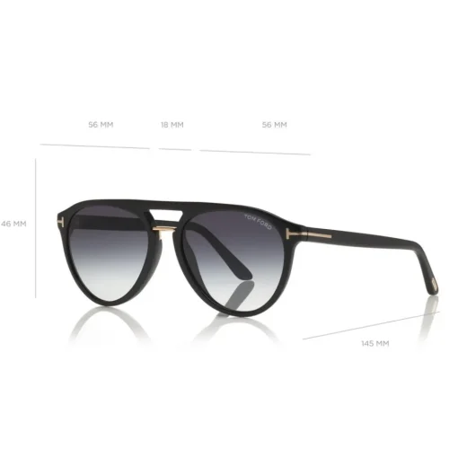 Tom Ford Eyewear Sunglasses & Eyewear-Tom Ford - Burton Sunglasses - Soft Squared Acetate Sunglasses - Black - FT0697 - Sunglasses - - Avvenice