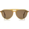 Tom Ford Eyewear Sunglasses & Eyewear-Tom Ford - Carlo Sunglasses - Pilot Acetate Sunglasses - Honey - FT0587 - Sunglasses - - Avvenice