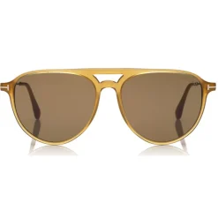 Tom Ford Eyewear Sunglasses & Eyewear-Tom Ford - Carlo Sunglasses - Pilot Acetate Sunglasses - Honey - FT0587 - Sunglasses - - Avvenice