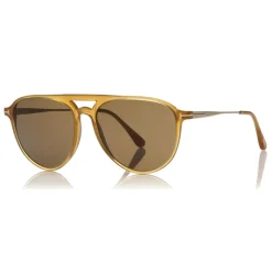Tom Ford Eyewear Sunglasses & Eyewear-Tom Ford - Carlo Sunglasses - Pilot Acetate Sunglasses - Honey - FT0587 - Sunglasses - - Avvenice
