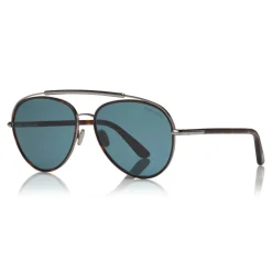 Tom Ford Eyewear Sunglasses & Eyewear-Tom Ford - Curtis Sunglasses - Pilot Shape Sunglasses - Red Havana - FT0748 - Sunglasses - - Avvenice