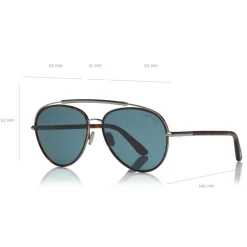 Tom Ford Eyewear Sunglasses & Eyewear-Tom Ford - Curtis Sunglasses - Pilot Shape Sunglasses - Red Havana - FT0748 - Sunglasses - - Avvenice