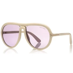Tom Ford Eyewear Sunglasses & Eyewear-Tom Ford - Cybil Sunglasses - Round Acetate Sunglasses - White - FT0768 - Sunglasses - - Avvenice