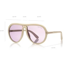 Tom Ford Eyewear Sunglasses & Eyewear-Tom Ford - Cybil Sunglasses - Round Acetate Sunglasses - White - FT0768 - Sunglasses - - Avvenice
