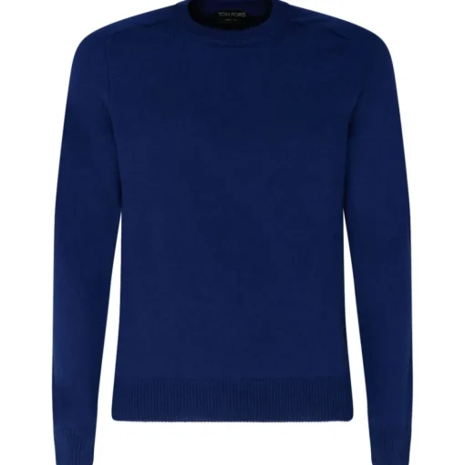 Tom Ford Knitwears-- Dark Blue Cashmere Crewneck Jumper - Exclusive Luxury Collection - Avvenice