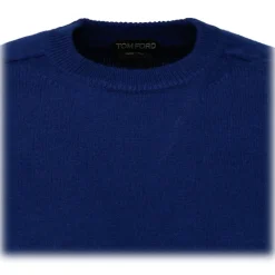 Tom Ford Knitwears-- Dark Blue Cashmere Crewneck Jumper - Exclusive Luxury Collection - Avvenice