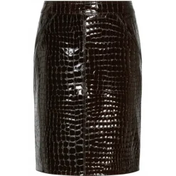 Tom Ford Skirts-- Dark Chocolate Glossy Skirt - Exclusive Luxury Collection - Avvenice