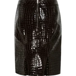 Tom Ford Skirts-- Dark Chocolate Glossy Skirt - Exclusive Luxury Collection - Avvenice