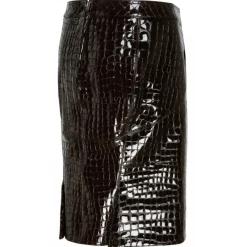 Tom Ford Skirts-- Dark Chocolate Glossy Skirt - Exclusive Luxury Collection - Avvenice