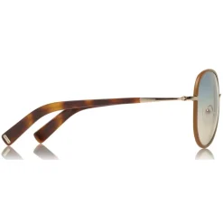 Tom Ford Eyewear Sunglasses & Eyewear-Tom Ford - Georgia Sunglasses - Round Metal Sunglasses - Blonde Leather Wrap - FT0498L - Sunglasses - - Avvenice