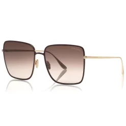 Tom Ford Eyewear Sunglasses & Eyewear-Tom Ford - Heather Sunglasses - Square Metal Sunglasses - Red - FT0739 - Sunglasses - - Avvenice