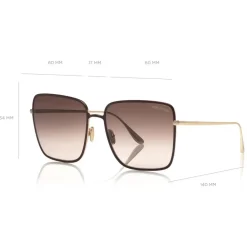 Tom Ford Eyewear Sunglasses & Eyewear-Tom Ford - Heather Sunglasses - Square Metal Sunglasses - Red - FT0739 - Sunglasses - - Avvenice