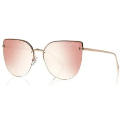 Tom Ford Eyewear Sunglasses & Eyewear-Tom Ford - Ingrid Sunglasses - Cat-Eye Metal Sunglasses - Rose Gold Pink - FT0652 - Sunglasses - - Avvenice