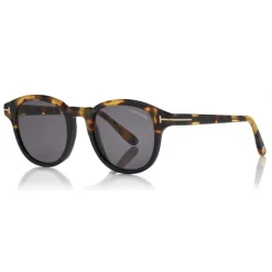 Tom Ford Eyewear Sunglasses & Eyewear-Tom Ford - Jameson Sunglasses - Round Acetate Sunglasses - Red Havana - FT0752 - Sunglasses - - Avvenice