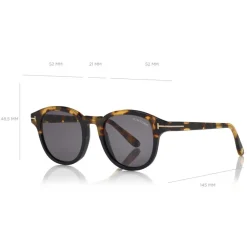 Tom Ford Eyewear Sunglasses & Eyewear-Tom Ford - Jameson Sunglasses - Round Acetate Sunglasses - Red Havana - FT0752 - Sunglasses - - Avvenice