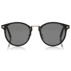 Tom Ford Eyewear Sunglasses & Eyewear-Tom Ford - Jamieson Sunglasses - Round Acetate Sunglasses - Black - FT0673 - Sunglasses - - Avvenice