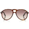 Tom Ford Eyewear Sunglasses & Eyewear-Tom Ford - Lennon Sunglasses - Pilot Acetate Sunglasses - FT0645 - Havana - - Avvenice