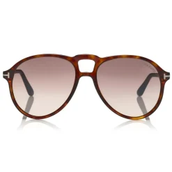 Tom Ford Eyewear Sunglasses & Eyewear-Tom Ford - Lennon Sunglasses - Pilot Acetate Sunglasses - FT0645 - Havana - - Avvenice