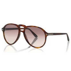 Tom Ford Eyewear Sunglasses & Eyewear-Tom Ford - Lennon Sunglasses - Pilot Acetate Sunglasses - FT0645 - Havana - - Avvenice