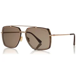 Tom Ford Eyewear Sunglasses & Eyewear-Tom Ford - Lionel Sunglasses - Square Metal Sunglasses - Havana - FT0750 - Sunglasses - - Avvenice