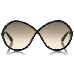 Tom Ford Eyewear Sunglasses & Eyewear-Tom Ford - Liora Sunglasses - Oversize Round Acetate Sunglasses - Black - FT0528 - Sunglasses - - Avvenice