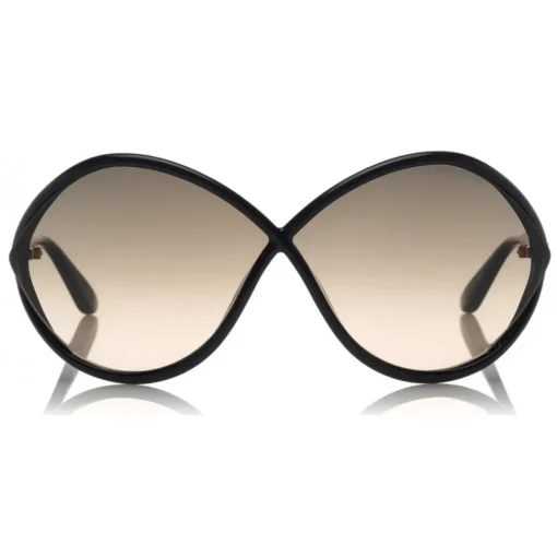 Tom Ford Eyewear Sunglasses & Eyewear-Tom Ford - Liora Sunglasses - Oversize Round Acetate Sunglasses - Black - FT0528 - Sunglasses - - Avvenice