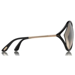 Tom Ford Eyewear Sunglasses & Eyewear-Tom Ford - Liora Sunglasses - Oversize Round Acetate Sunglasses - Black - FT0528 - Sunglasses - - Avvenice