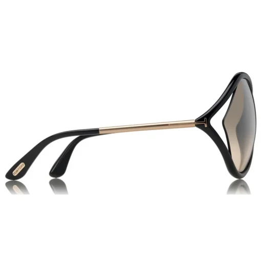 Tom Ford Eyewear Sunglasses & Eyewear-Tom Ford - Liora Sunglasses - Oversize Round Acetate Sunglasses - Black - FT0528 - Sunglasses - - Avvenice