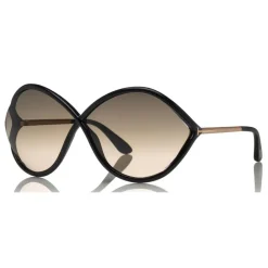 Tom Ford Eyewear Sunglasses & Eyewear-Tom Ford - Liora Sunglasses - Oversize Round Acetate Sunglasses - Black - FT0528 - Sunglasses - - Avvenice