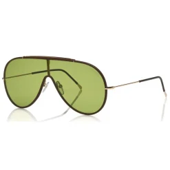 Tom Ford Eyewear Sunglasses & Eyewear-Tom Ford - Mack Sunglasses - Pilot Metal Sunglasses - Gold Green - FT0671 - Sunglasses - - Avvenice