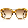 Tom Ford Eyewear Sunglasses & Eyewear-Tom Ford - Marissa Sunglasses - Square Acetate and Metal Sunglasses - Honey - FT0619 - Sunglasses - - Avvenice