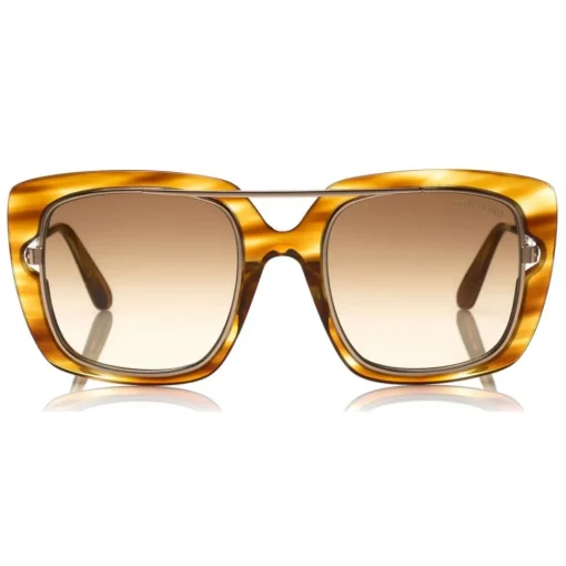 Tom Ford Eyewear Sunglasses & Eyewear-Tom Ford - Marissa Sunglasses - Square Acetate and Metal Sunglasses - Honey - FT0619 - Sunglasses - - Avvenice