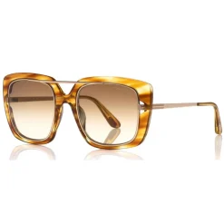 Tom Ford Eyewear Sunglasses & Eyewear-Tom Ford - Marissa Sunglasses - Square Acetate and Metal Sunglasses - Honey - FT0619 - Sunglasses - - Avvenice