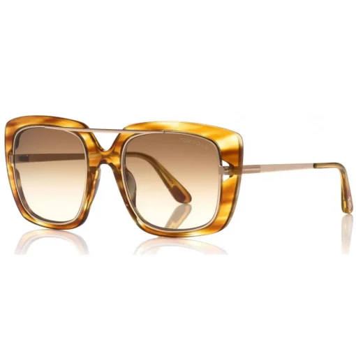 Tom Ford Eyewear Sunglasses & Eyewear-Tom Ford - Marissa Sunglasses - Square Acetate and Metal Sunglasses - Honey - FT0619 - Sunglasses - - Avvenice