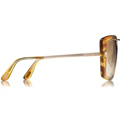 Tom Ford Eyewear Sunglasses & Eyewear-Tom Ford - Marissa Sunglasses - Square Acetate and Metal Sunglasses - Honey - FT0619 - Sunglasses - - Avvenice