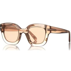 Tom Ford Eyewear Sunglasses & Eyewear-Tom Ford - Pia Sunglasses - Square Acetate Sunglasses - Champagne - FT0659 - Sunglasses - - Avvenice