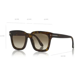 Tom Ford Eyewear Sunglasses & Eyewear-Tom Ford - Polarized Sari Sunglasses - Squared Acetate Sunglasses - Havana - FT0690-P - Sunglasses - - Avvenice