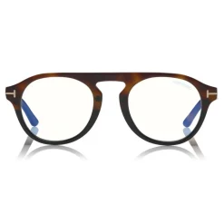 Tom Ford Eyewear Sunglasses & Eyewear-Tom Ford - Round Opticals Sunglasses - Round Optical Sunglasses - Dark Havana Blue - FT5533-B - Sunglasses - - Avvenice