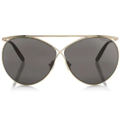 Tom Ford Eyewear Sunglasses & Eyewear-Tom Ford - Stevie Sunglasses - Round Metal Sunglasses - Shiny Rose Gold - FT0761 - Sunglasses - - Avvenice