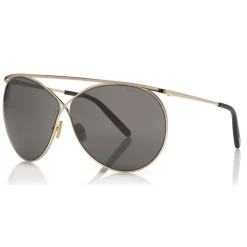 Tom Ford Eyewear Sunglasses & Eyewear-Tom Ford - Stevie Sunglasses - Round Metal Sunglasses - Shiny Rose Gold - FT0761 - Sunglasses - - Avvenice