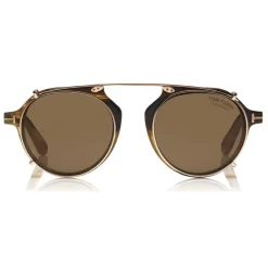 Tom Ford Eyewear Sunglasses & Eyewear-Tom Ford - Tom N.15 Sunglasses - Real Buffalo Horn Style Sunglasses - Brown - FT5561-P-B - Sunglasses - - Avvenice